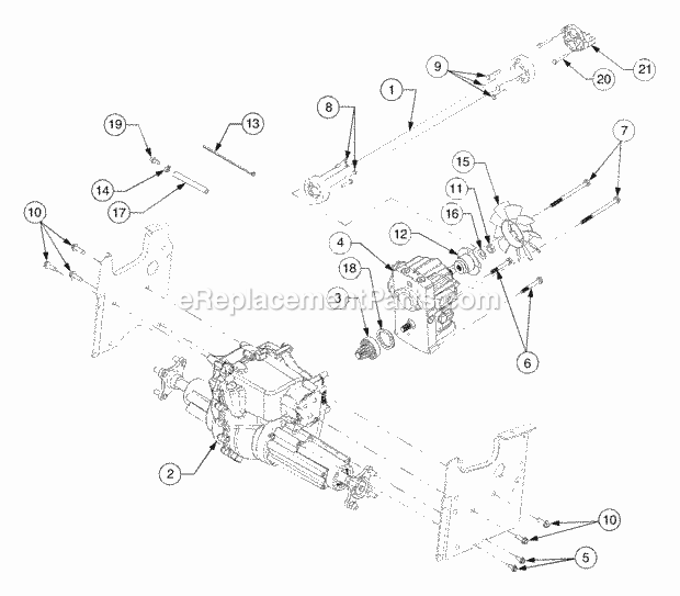 Drive Line Diagram and Parts List for 2166 13A-214G100, 13A-254G100 Cub Cadet Lawn Tractor